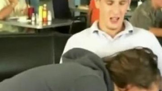 Naughty girl sucks cock in restaurant Naughty girl sucks cock in restaurant