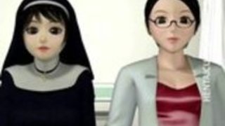 ストッキングの3Dアニメの修道女は、女性陰部をディルド ストッキングの3Dアニメの修道女は、女性陰部をディルド